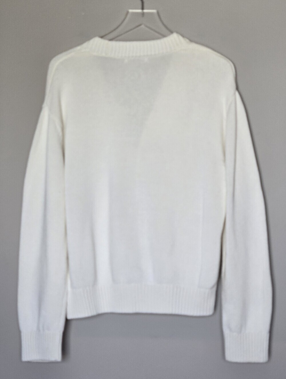 Zara Men's Cotton Cream V-Neck Button Long Sleeve Cardigan Sweater Size M - Picture 5 of 10